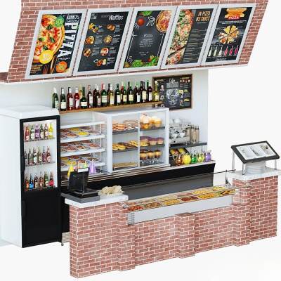 现代超市 收银台 接待台 产品柜 货架 收银机 食品